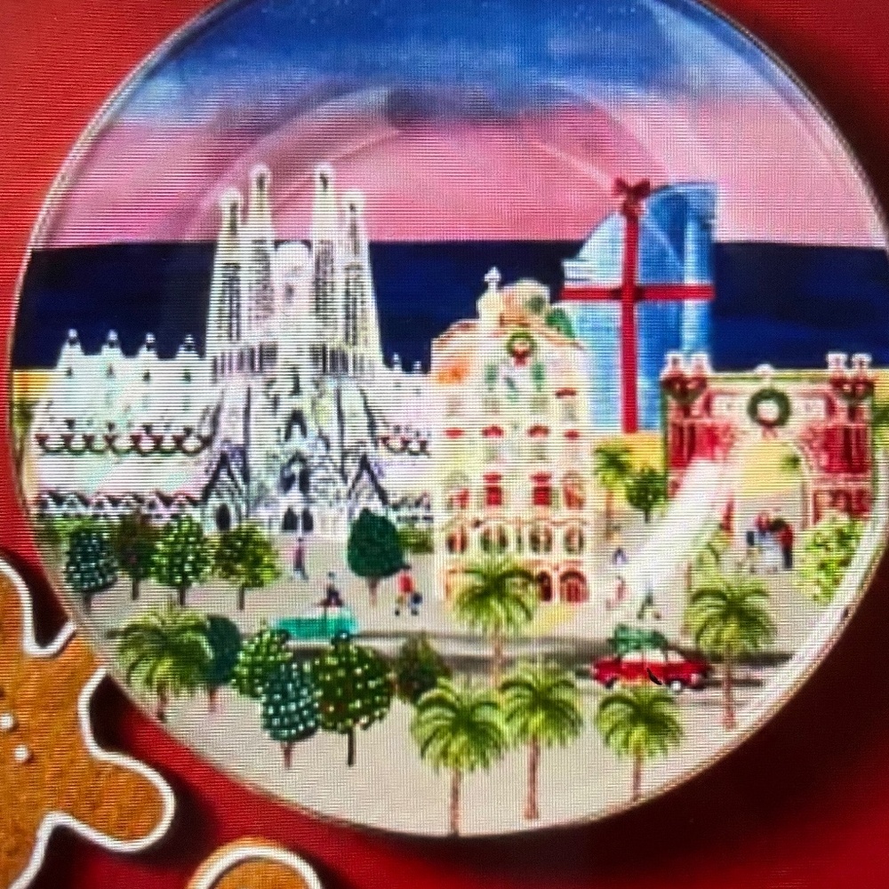 ❤️ ANTHROPOLOGIE HOLIDAY IN THE CITY STONEWARE BARCELONA DESSERT PLATE N…